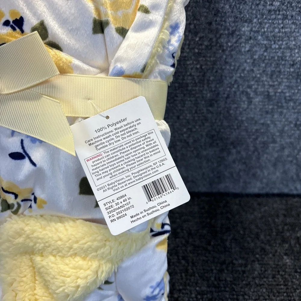 Luvable Friends~Yellow Flowers~Sherpa Plush Baby Blanket~40